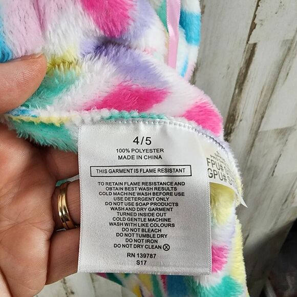 Candy Pink Fleece Robe Chevron Multicolored Size 4-5 - Picture 3 of 7